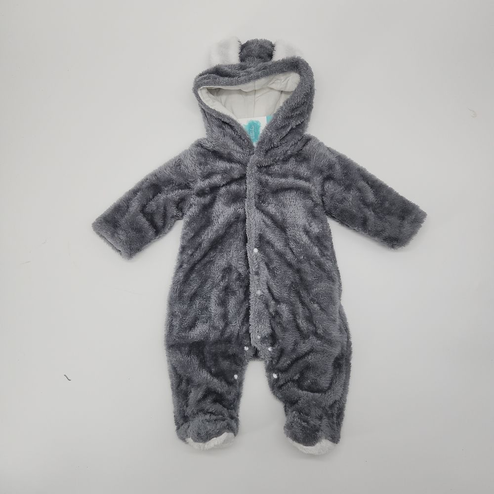 Baby gender neutral unisex hoodie footie long sleeve bear snap jumpsuit - Picture 2 of 8